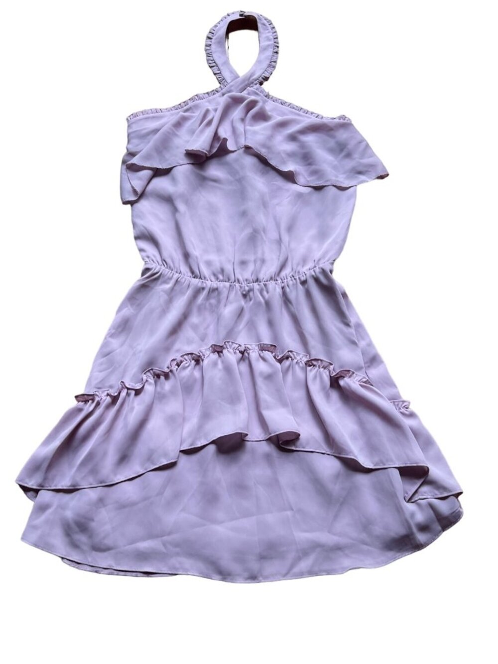 Parker Size S NWT Dusty Blush Pink Sleeveless Ruffle Tiered Halter Mini Dress - Picture 3 of 16